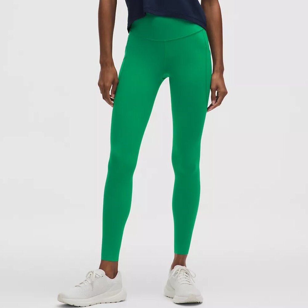 Lululemon Raceway Green Fast & Free HR Leggings 28" 5 Pocket Size 6 NWT
